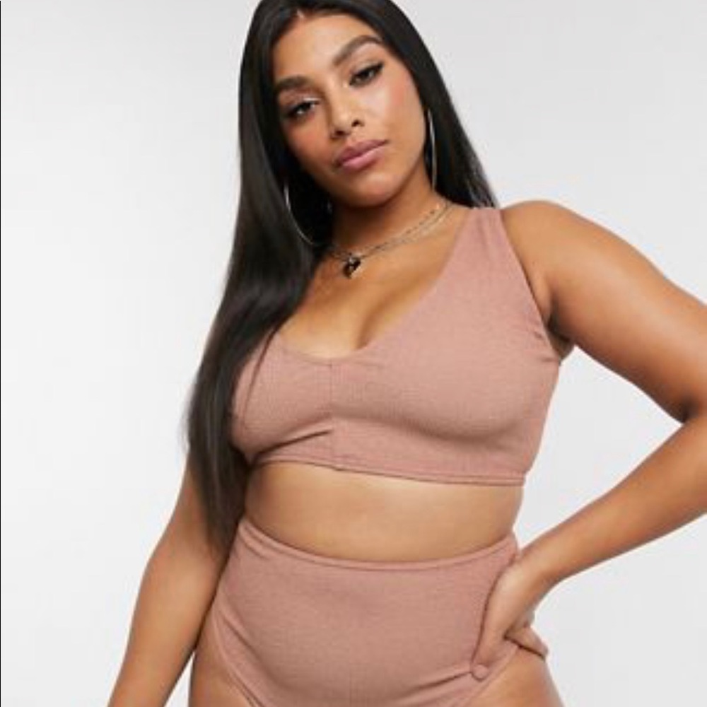 Crinkle High waist bikini set